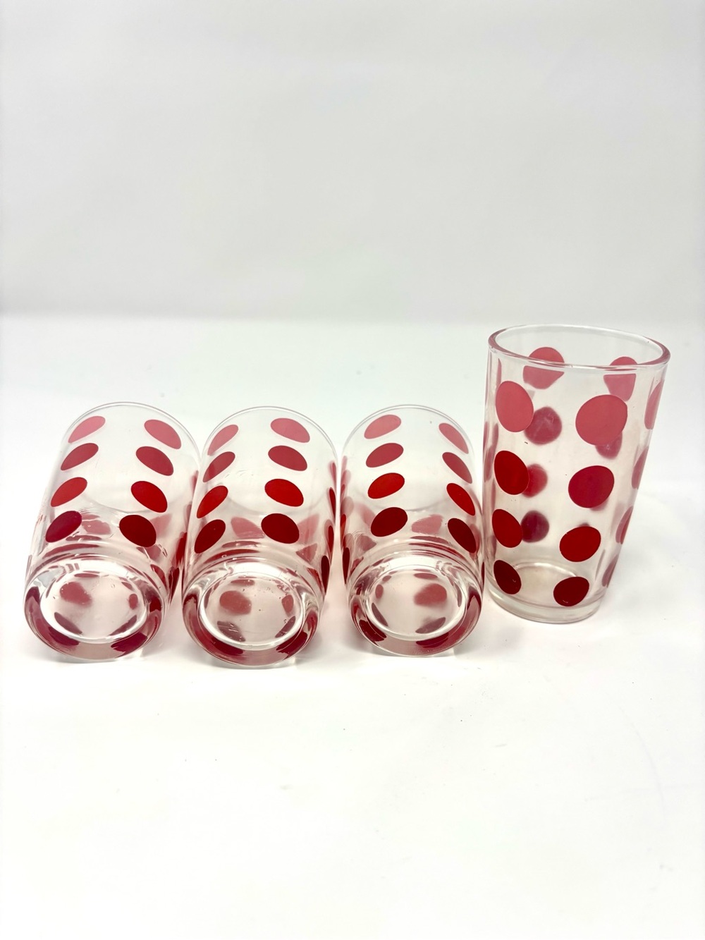 Vintage Red Polka Dot Glass Tumbler Set - Vintage